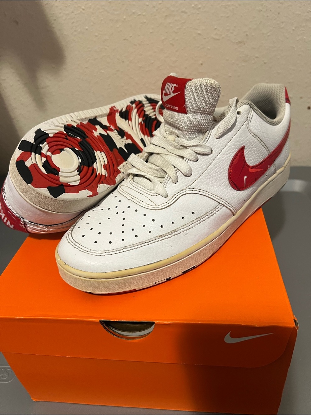 Nike court low vision White & Red Men's Low-Top